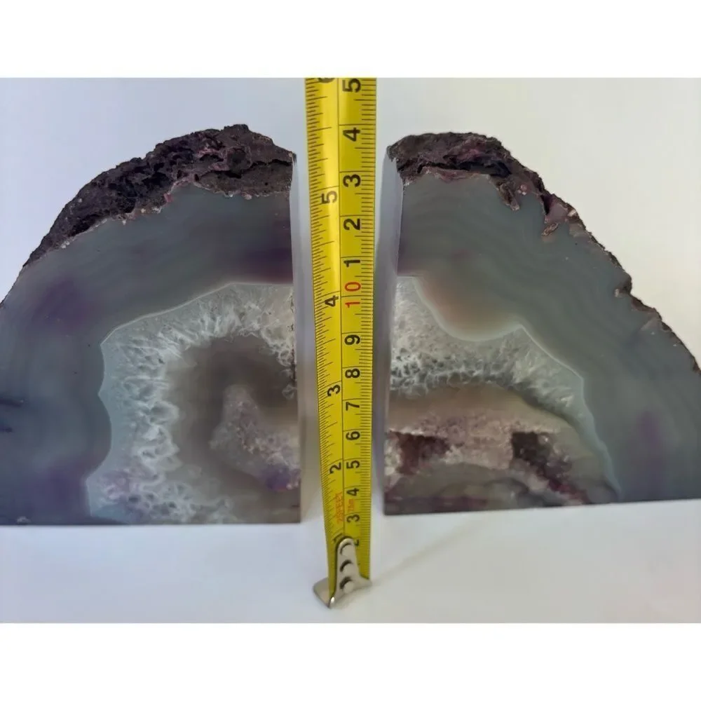 Vintage West Elm Natural Agate Druzy Bookends